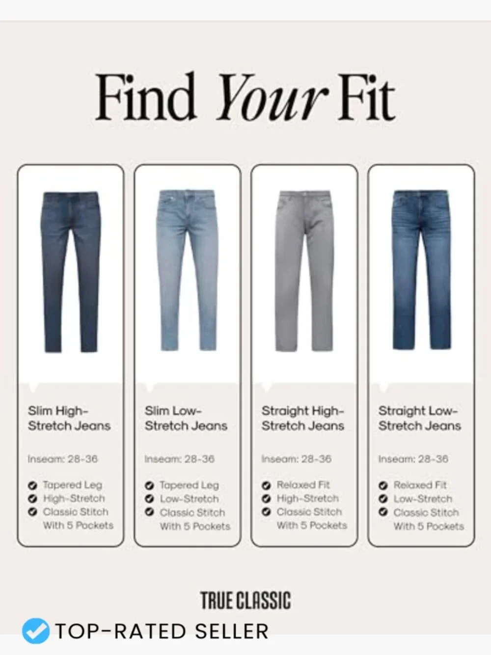 Slim Straight Fit Stretch Jeans Classic Comfort Modern Tapered Style